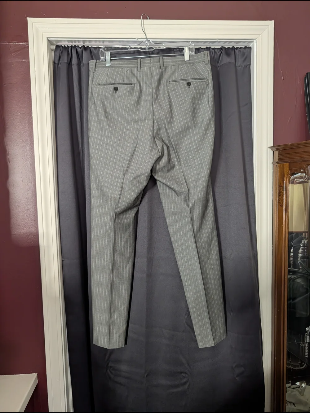 CARVEN Gray Pinstripe Savile Row Wool Men's 2pc Suit - Jacket and Trousers